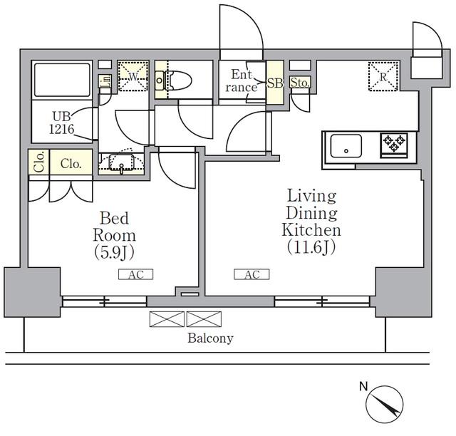 ORSUS 三ノ輪(1LDK/4階)の間取り写真