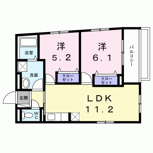 アジュール千川(2LDK/3階)の間取り写真