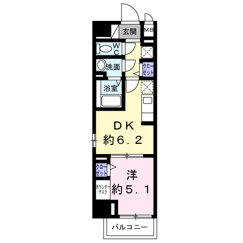 スアヴィス三ノ輪(1DK/5階)の間取り写真