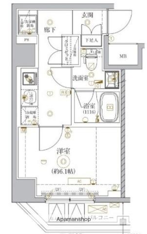 ベルシード門前仲町Ⅱ(1K/7階)の間取り写真