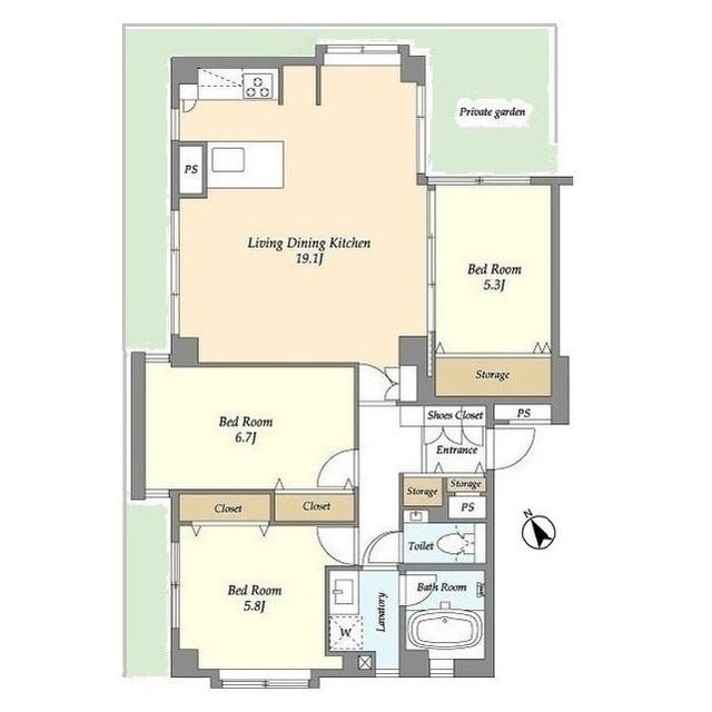 高輪ハイツ(3LDK/1階)の間取り写真