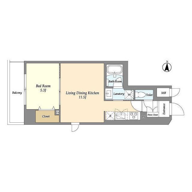 プライマルフロント菊川(1LDK/8階)の間取り写真