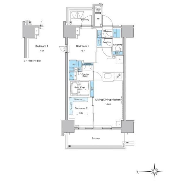 ルフォンプログレ門前仲町プレミア(2LDK/10階)の間取り写真