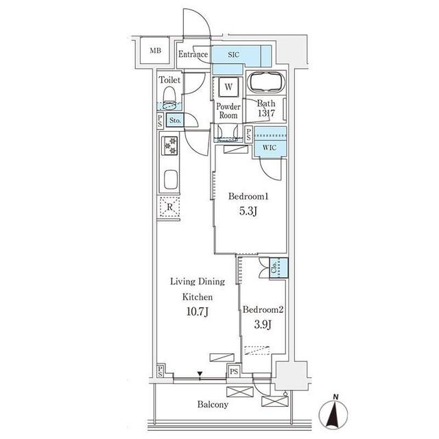 フロンティアレジデンス錦糸公園(2LDK/2階)の間取り写真