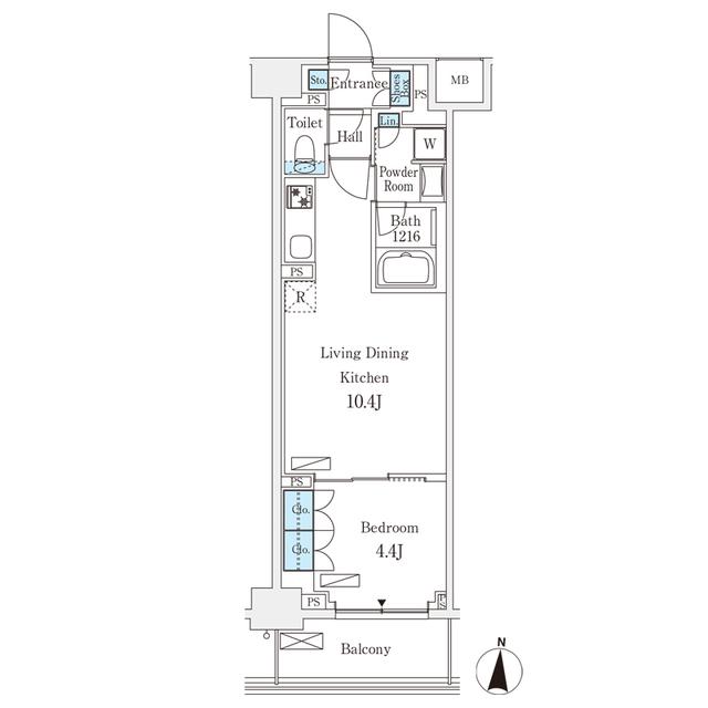 フロンティアレジデンス錦糸公園(1LDK/6階)の間取り写真