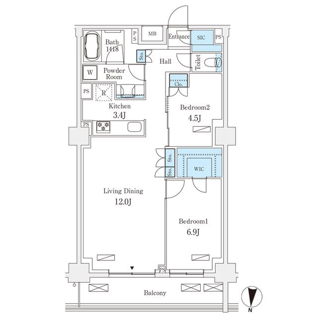 フロンティアレジデンス錦糸公園(2LDK/6階)の間取り写真