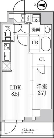 シーズンフラッツ住吉(1LDK/3階)の間取り写真