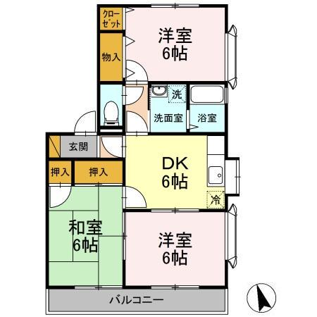 サイプレス北習志野(3DK/2階)の間取り写真