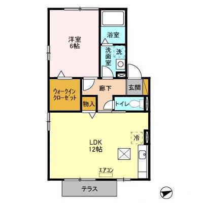 オリーブガーデンA・B・C(1LDK/1階)の間取り写真