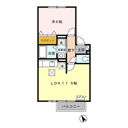 ユウ・カサグランデ(1LDK/1階)の間取り写真