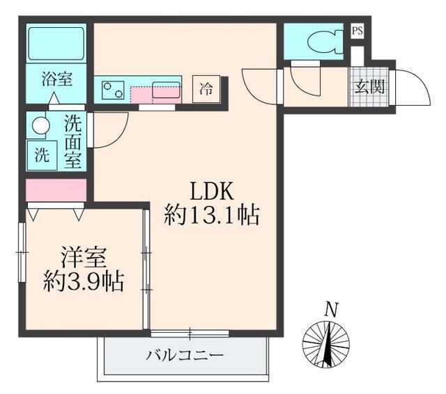 ミリアビタ前原(1LDK/1階)の間取り写真