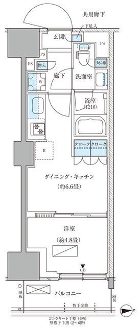 パークアクシス品川天王洲アイル(1DK/4階)の間取り写真