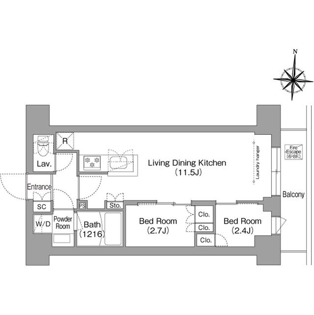 コンフォリア・リヴ南品川(2LDK/3階)の間取り写真