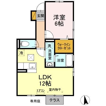 サニーコート3(1LDK/1階)の間取り写真