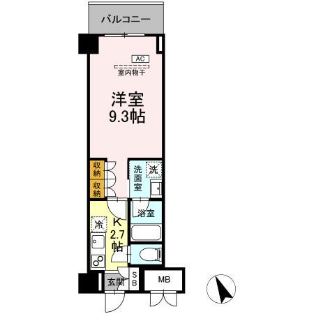 サンジョイアゼロ(1K/2階)の間取り写真