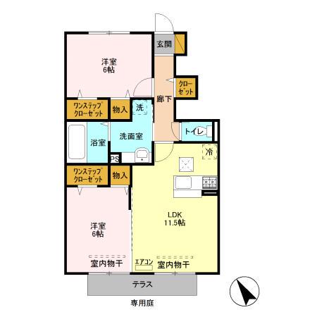 クレスト西船(2LDK/1階)の間取り写真