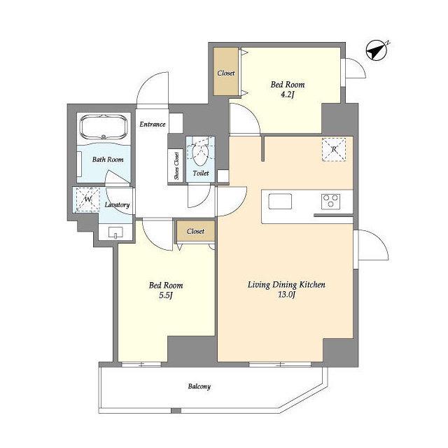 リテラス浅草橋イースト(2LDK/14階)の間取り写真