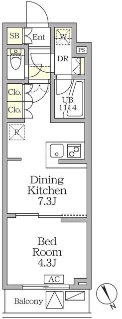 アジールコート後楽園(1DK/2階)の間取り写真