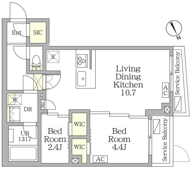 アジールコート後楽園(2LDK/1階)の間取り写真