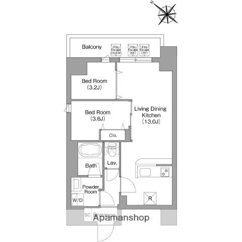 コンフォリア・リヴ豊洲キャナル(2LDK/6階)の間取り写真