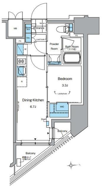 ルフォンプログレ田原町(1DK/4階)の間取り写真