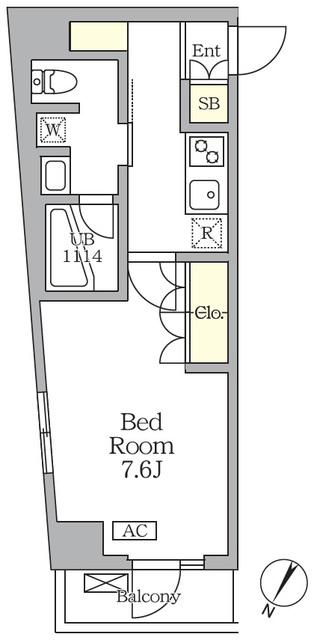 アジールコート三宿テラス(1K/3階)の間取り写真