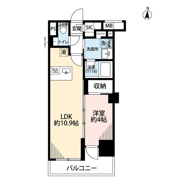 プレール・ドゥーク亀戸Ⅵ(1LDK/9階)の間取り写真