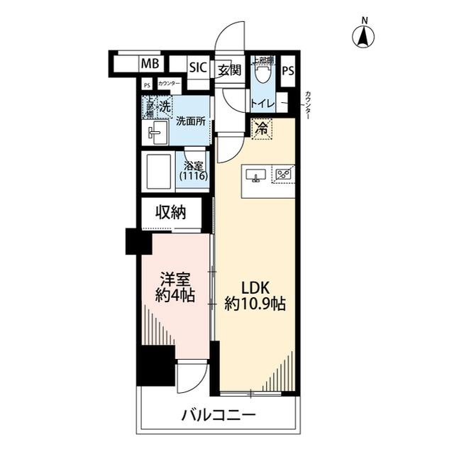 プレール・ドゥーク亀戸Ⅵ(1LDK/9階)の間取り写真