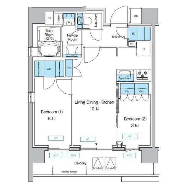 プレディアコート三軒茶屋(2LDK/6階)の間取り写真