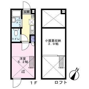 リブ東小岩(1K/2階)の間取り写真