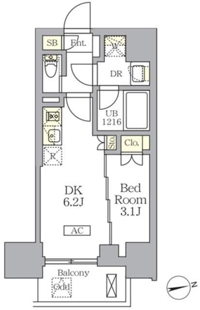 ザ・ライオンズフォーシア文京湯島(1DK/3階)の間取り写真