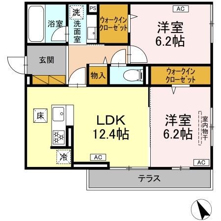 ルミナスひたち(2LDK/1階)の間取り写真
