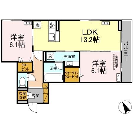 ルミナスひたち(2LDK/2階)の間取り写真