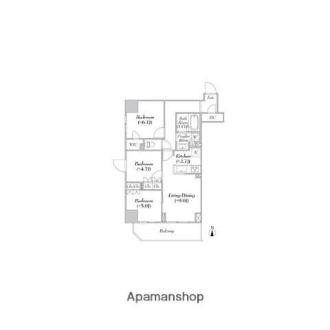 ASMACI MAISON両国Ⅱ(3LDK/8階)の間取り写真
