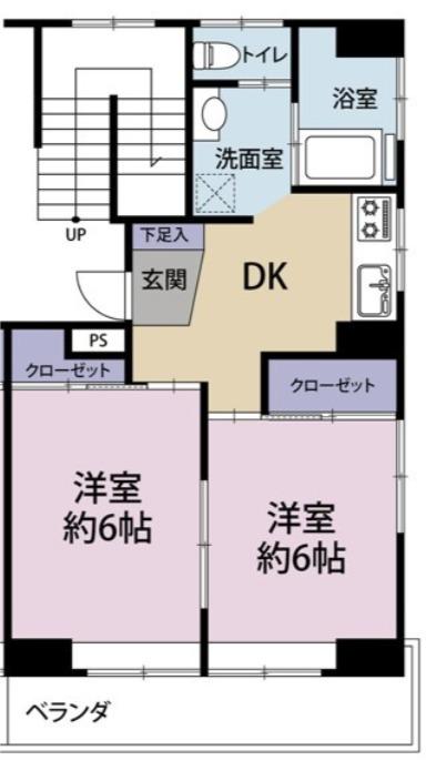 クロノス習志野台ノース(2DK/2階)の間取り写真