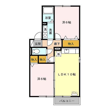 サンボナール(2LDK/2階)の間取り写真