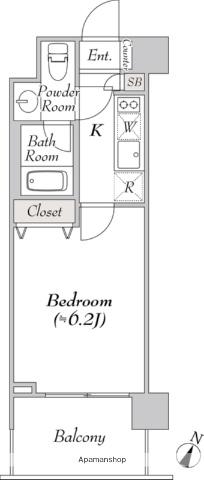 BLUROCK豊洲(1K/6階)の間取り写真