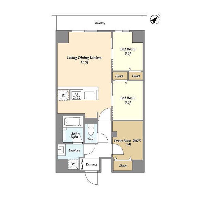グランカーサ西葛西(2SLDK/3階)の間取り写真