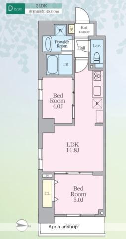 ロレーヌ東陽(2LDK/9階)の間取り写真