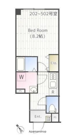 コーラルテラス南砂(1K/2階)の間取り写真