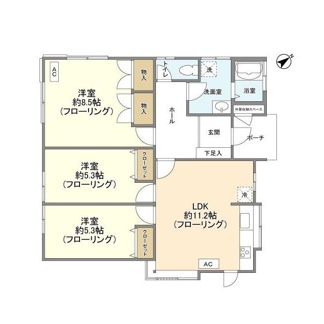 東急大井町線 九品仏駅 徒歩6分 1階建 築39年(3LDK)の間取り写真