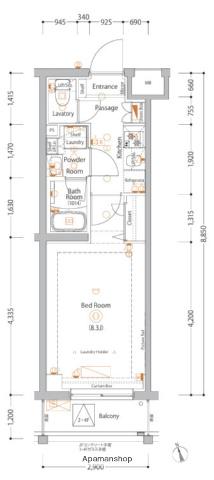 エストゥルース亀戸(1K/3階)の間取り写真