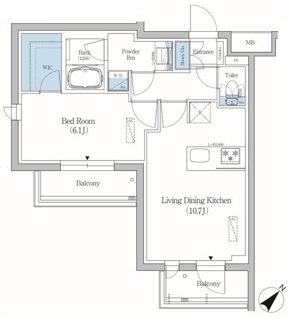 プライムブリス品川旗の台(1LDK/4階)の間取り写真