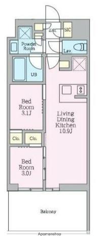 クレストコート東陽町(2LDK/4階)の間取り写真