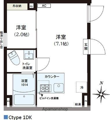 レピュア錦糸町レジデンスⅡ(1DK/2階)の間取り写真