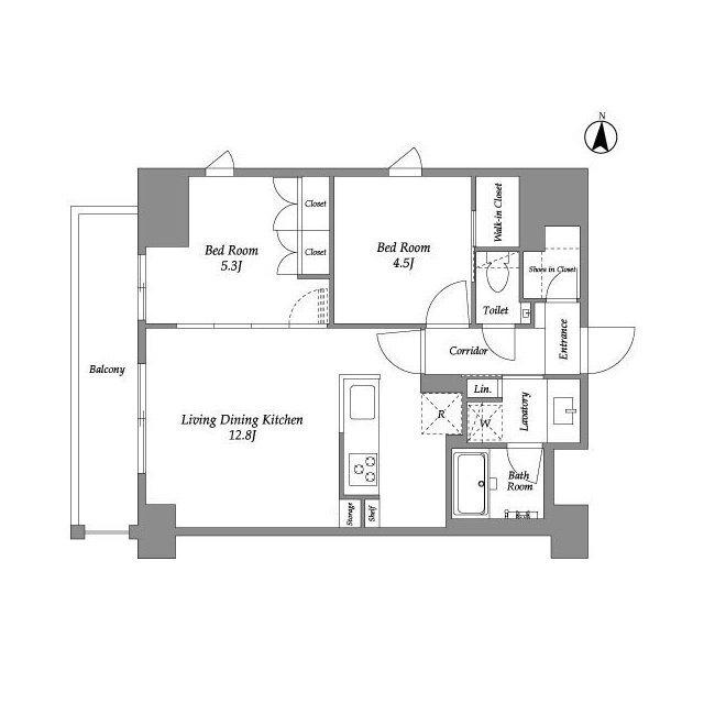 ウエリスアーバン住吉ウエスト(2LDK/7階)の間取り写真