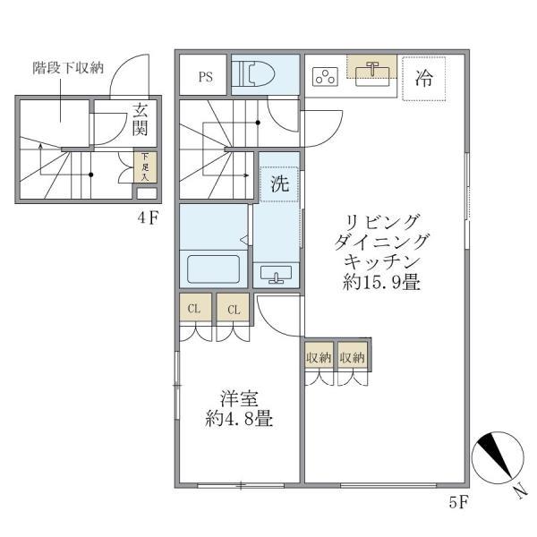 プラティーク清澄庭園(1LDK/4階)の間取り写真