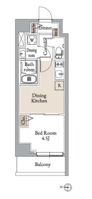 グランカーサ住吉Ⅲ(1DK/1階)の間取り写真