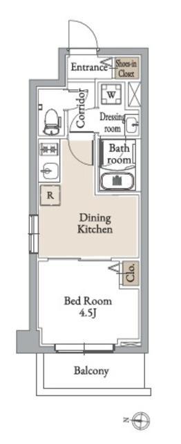 グランカーサ住吉Ⅲ(1DK/6階)の間取り写真