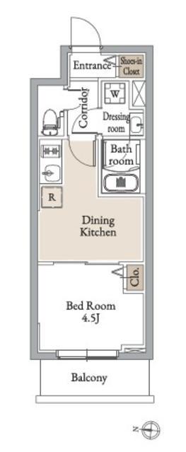 グランカーサ住吉Ⅲ(1DK/1階)の間取り写真